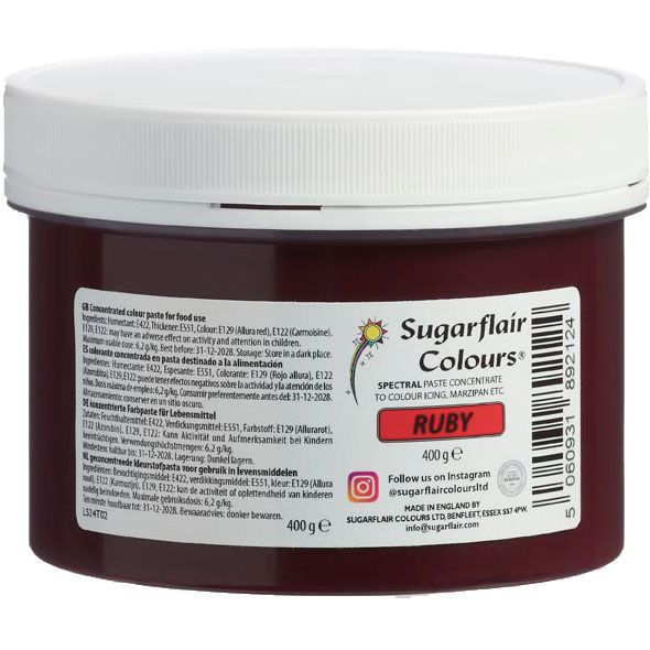 Sugarflair Pastafarve, Ruby - 400g