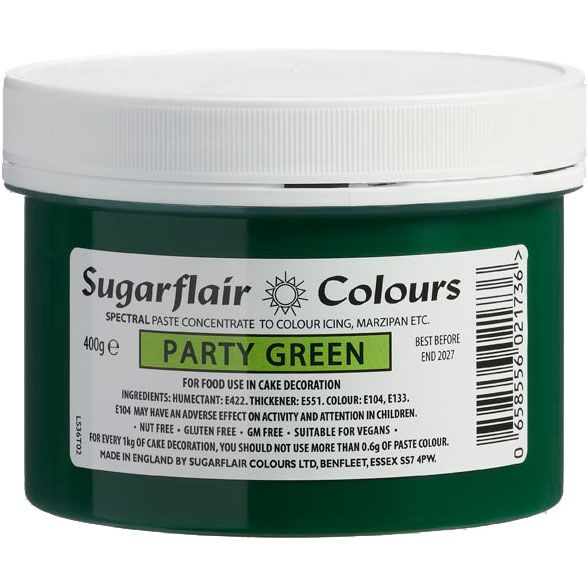 Sugarflair Pastafarve, Party Green - 400g