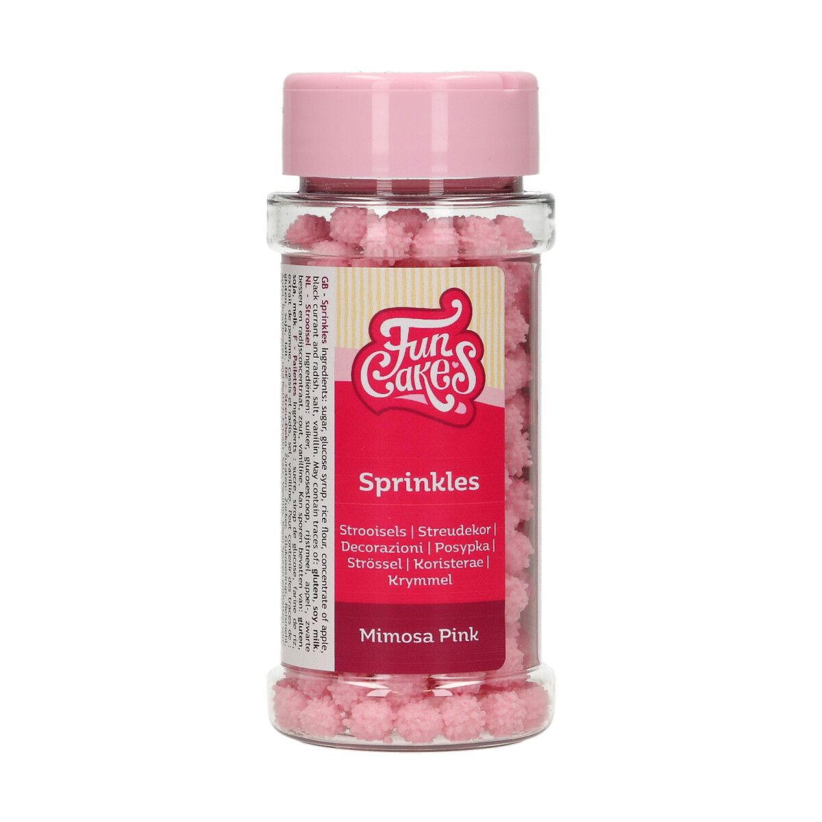 Se FunCakes - Krymmel Sprinkle Medley, Mimosa Pink 45g hos BageTid.dk