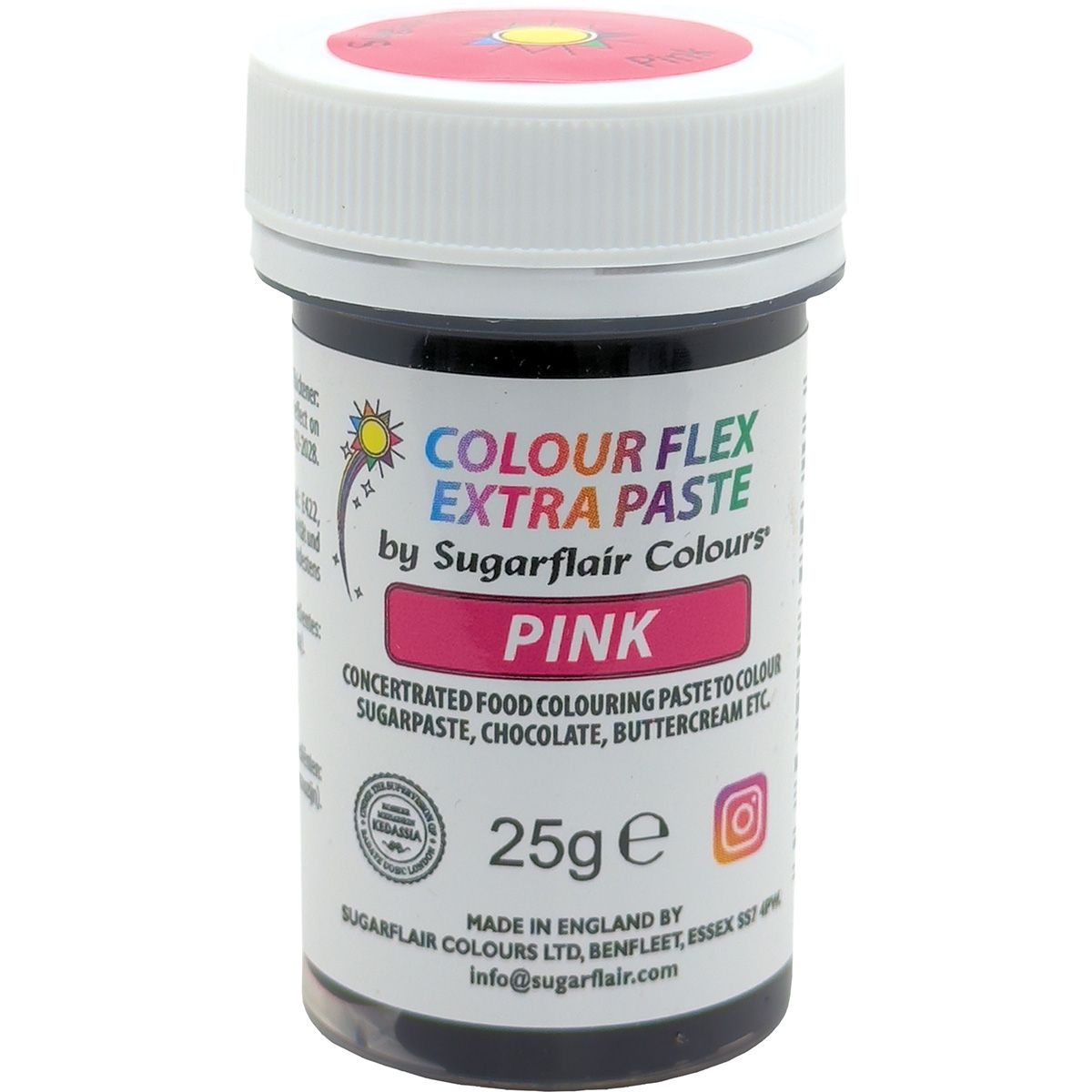 Se Sugarflair - Colourflex Pastafarve Pink, 25g hos BageTid.dk