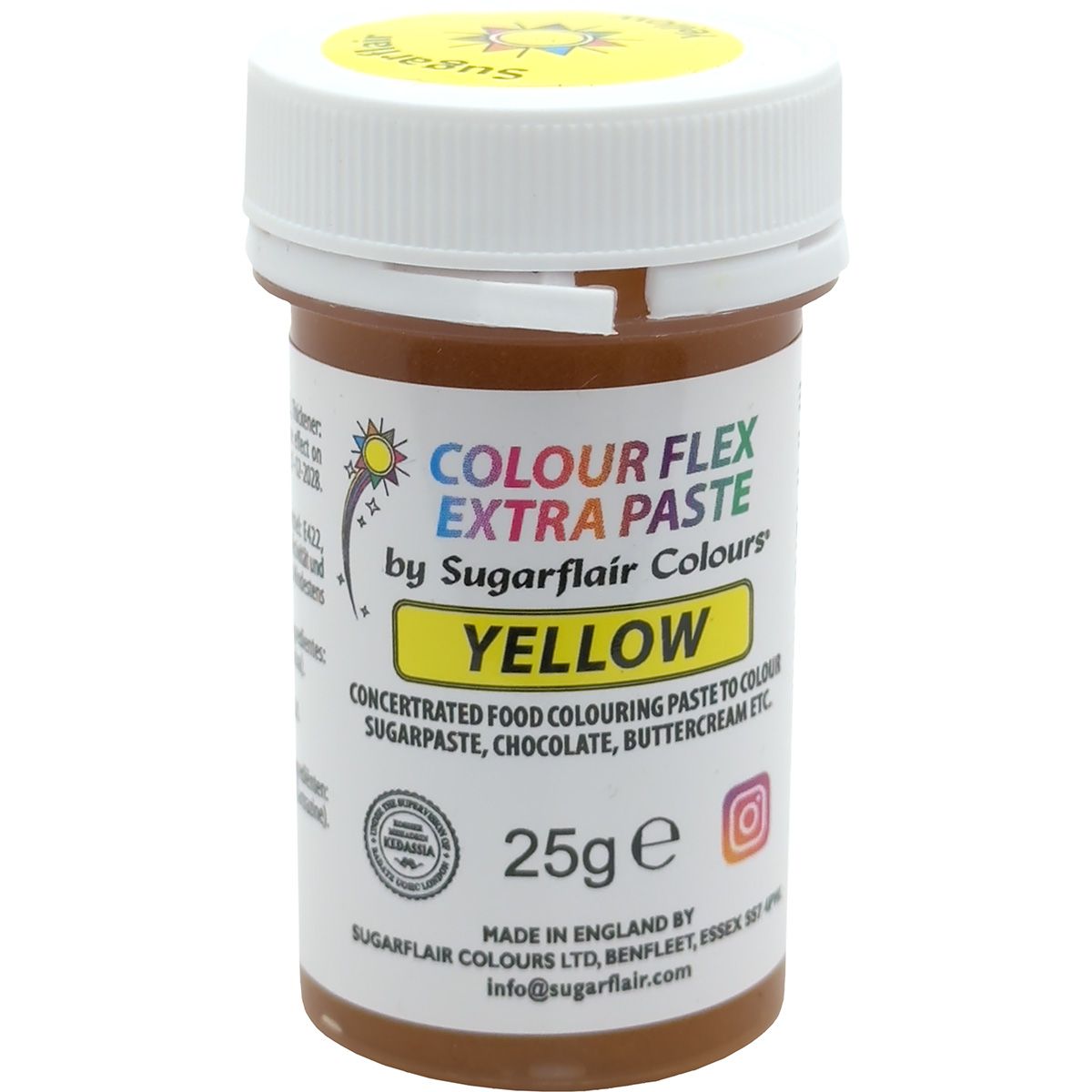 Se Sugarflair - Colourflex Pastafarve Gul, 25g hos BageTid.dk