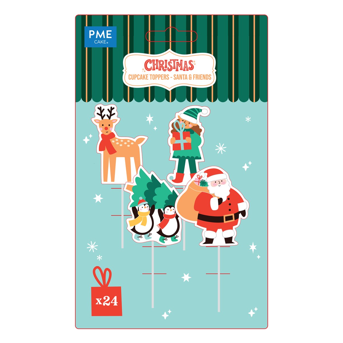 PME - Santa & Friends Cupcake Toppers, 24 stk.