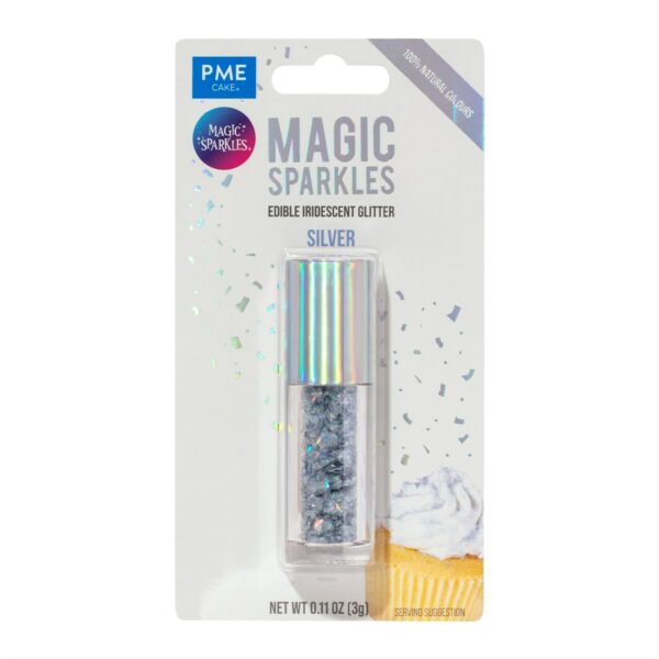 PME - Magic Sparkles Silver, Spiselig Glitrende Glimmer 3g