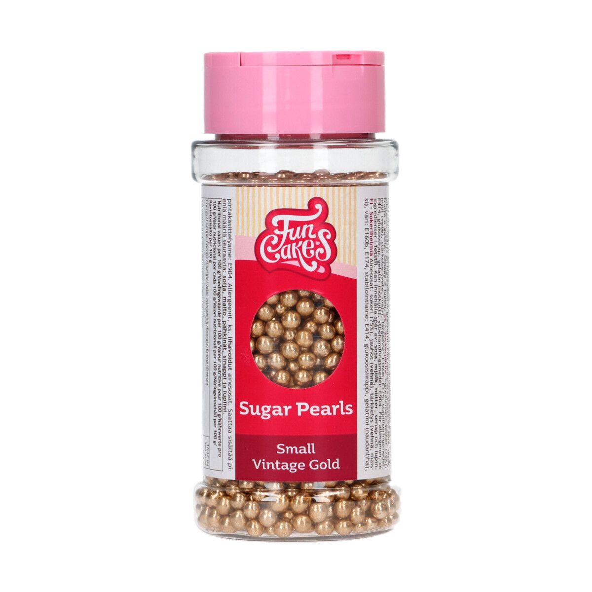 FunCakes - Vintage Guld Metallic Sukkerperler, Small 80g