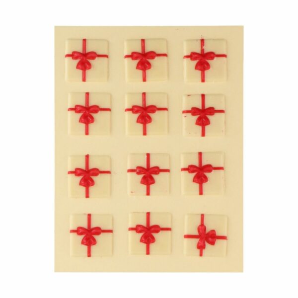 FunCakes, Chokoladedekorationer Gaver Hvid/Rød,12 stk.