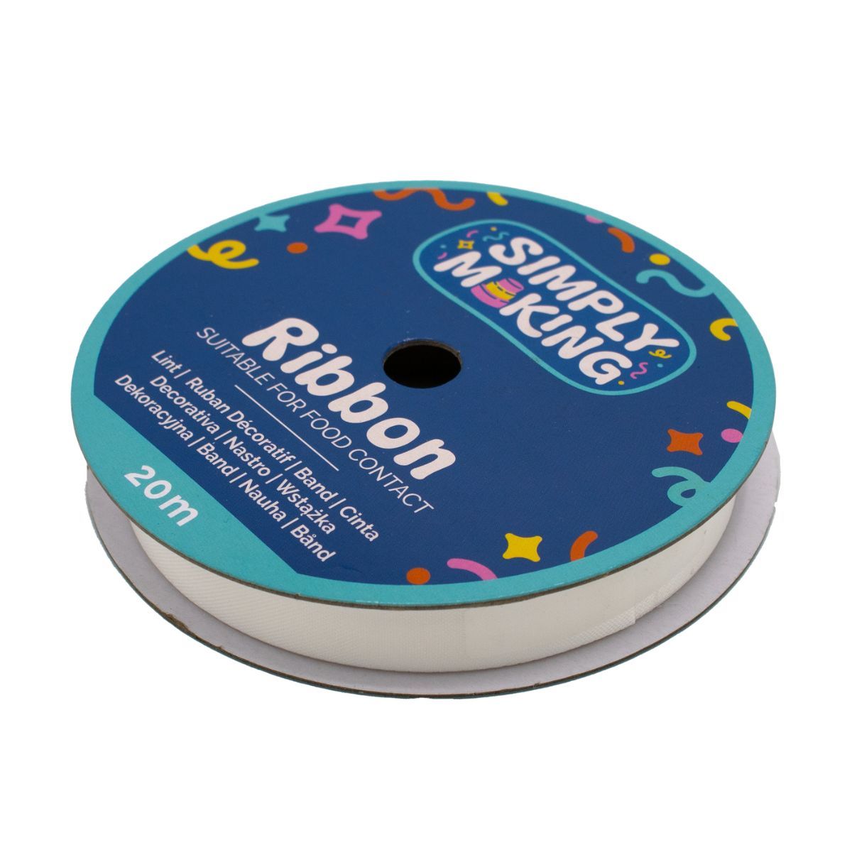 Simply Making - Cake Ribbon, Bridal White 12 mm x 20 m