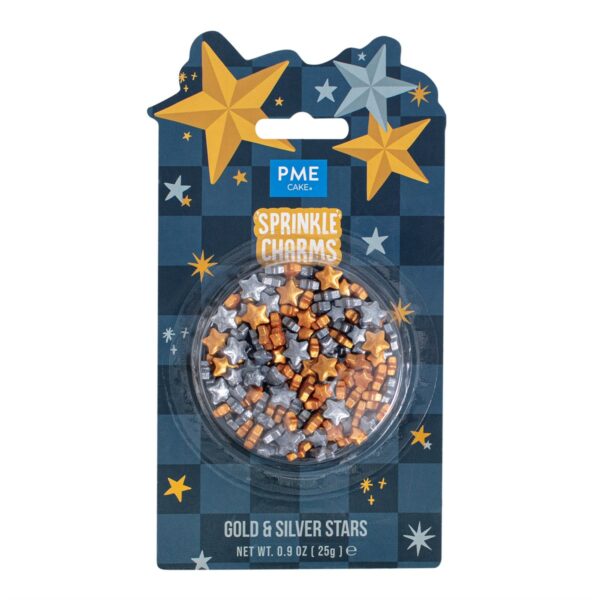 PME - Christmas Sprinkle Charms, Gold & Silver Stars 25 g