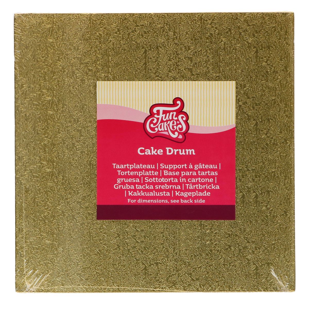 FunCakes - Kagefad Firkantet, Guld 33 x 33 cm