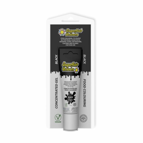 Sugarflair - Gelfarve, Sort 25g