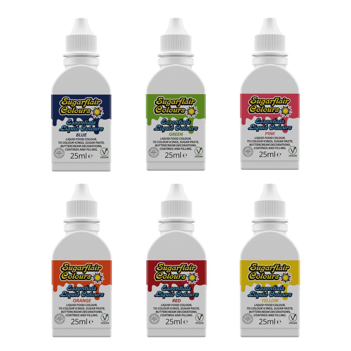 Sugarflair - Liquid Colour, Popular Set 6 stk