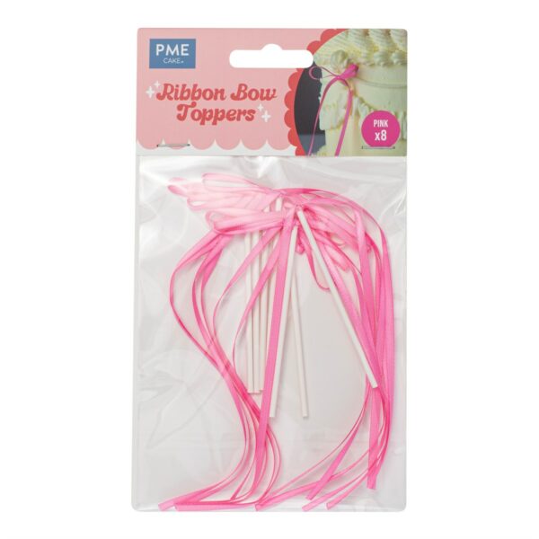 PME - Ribbon Bow Cake Topper, Pink 8 stk