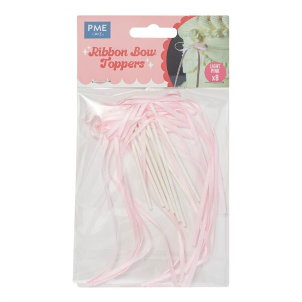 PME - Ribbon Bow Cake Topper, Light Pink 8 stk