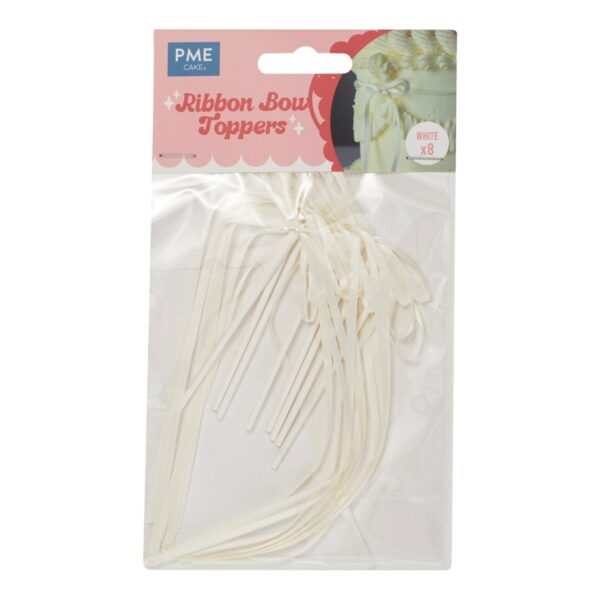 PME - Ribbon Bow Cake Topper, Hvid 8 stk,
