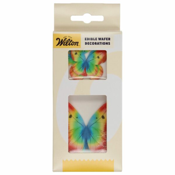 Wilton - Vaffeldekorationer, Sommerfugle Rainbow 8 stk