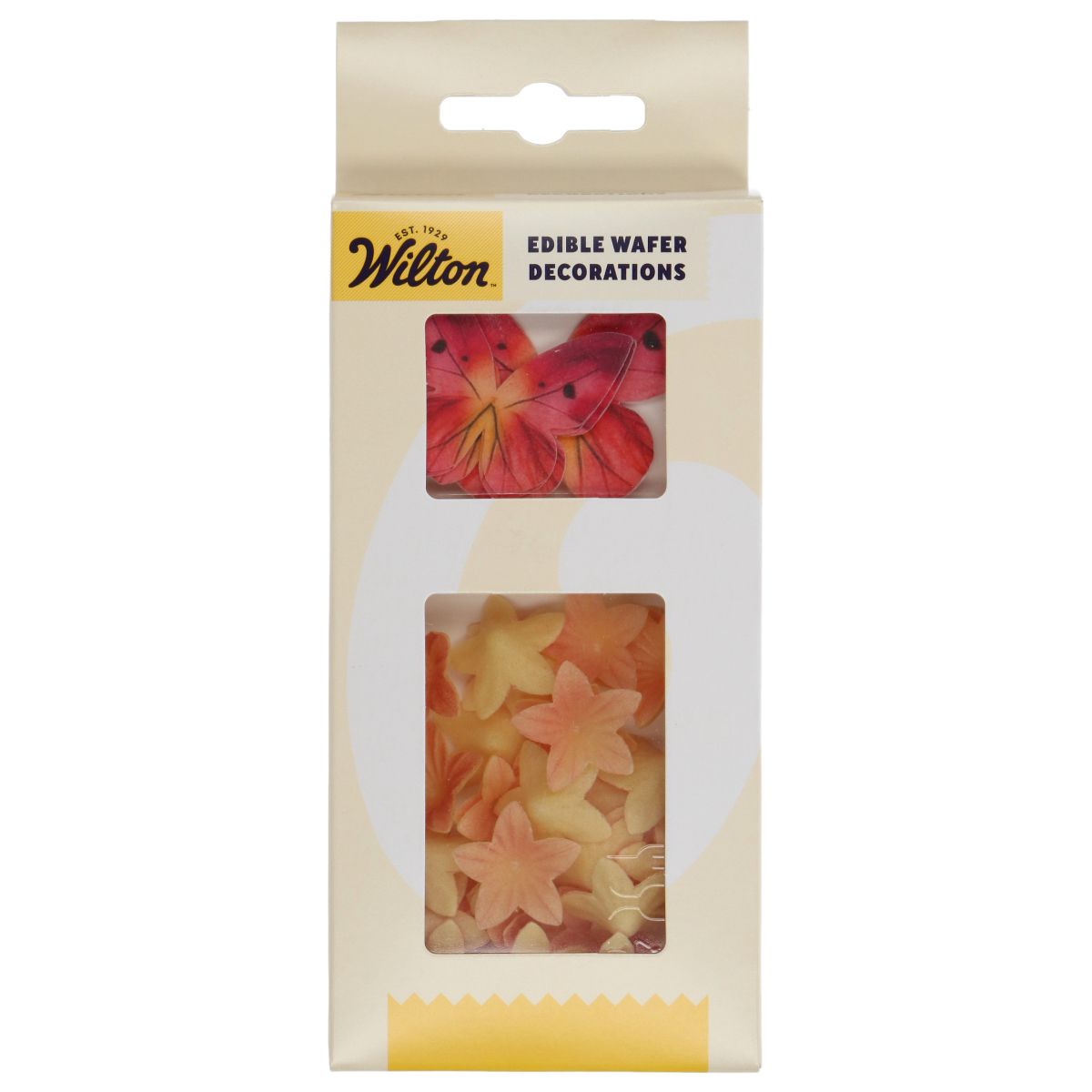 Wilton - Vaffeldekorationer, Blomster og Sommerfugle Orange/Pink 30 stk