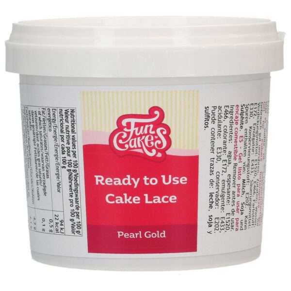 FunCakes - Cake Lace(spiselig blonde), Klar til brug Mix, Pearl Gold 200g