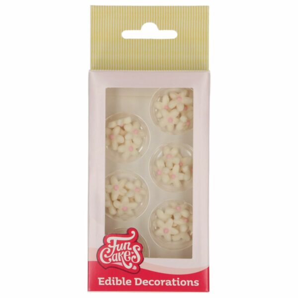FunCakes - Sugar Paste Dekorationer, Krysantemum Hvid/Lys Pink 30 stk