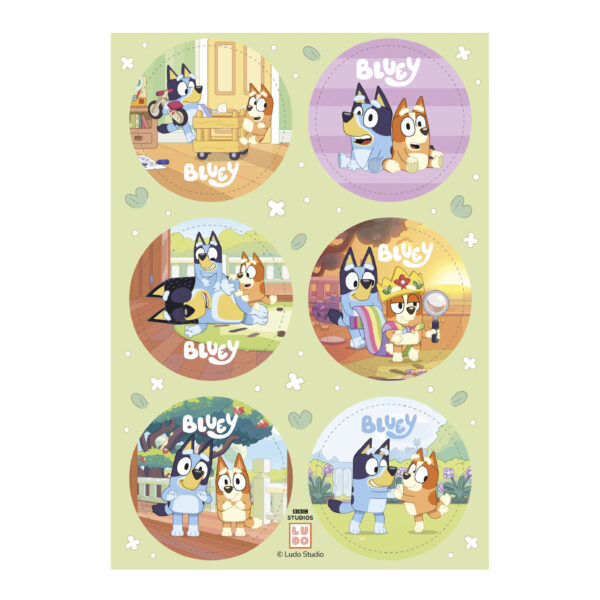 Dekora - Bluey & Bingo, Spiseligt Kageprint Ø5,8 cm 6 stk