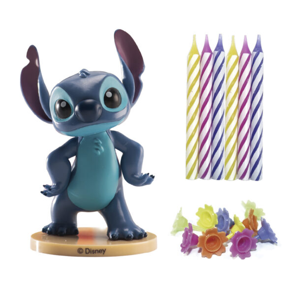Dekora - Topfigur,  Stitch med 10 kagelys og holdere