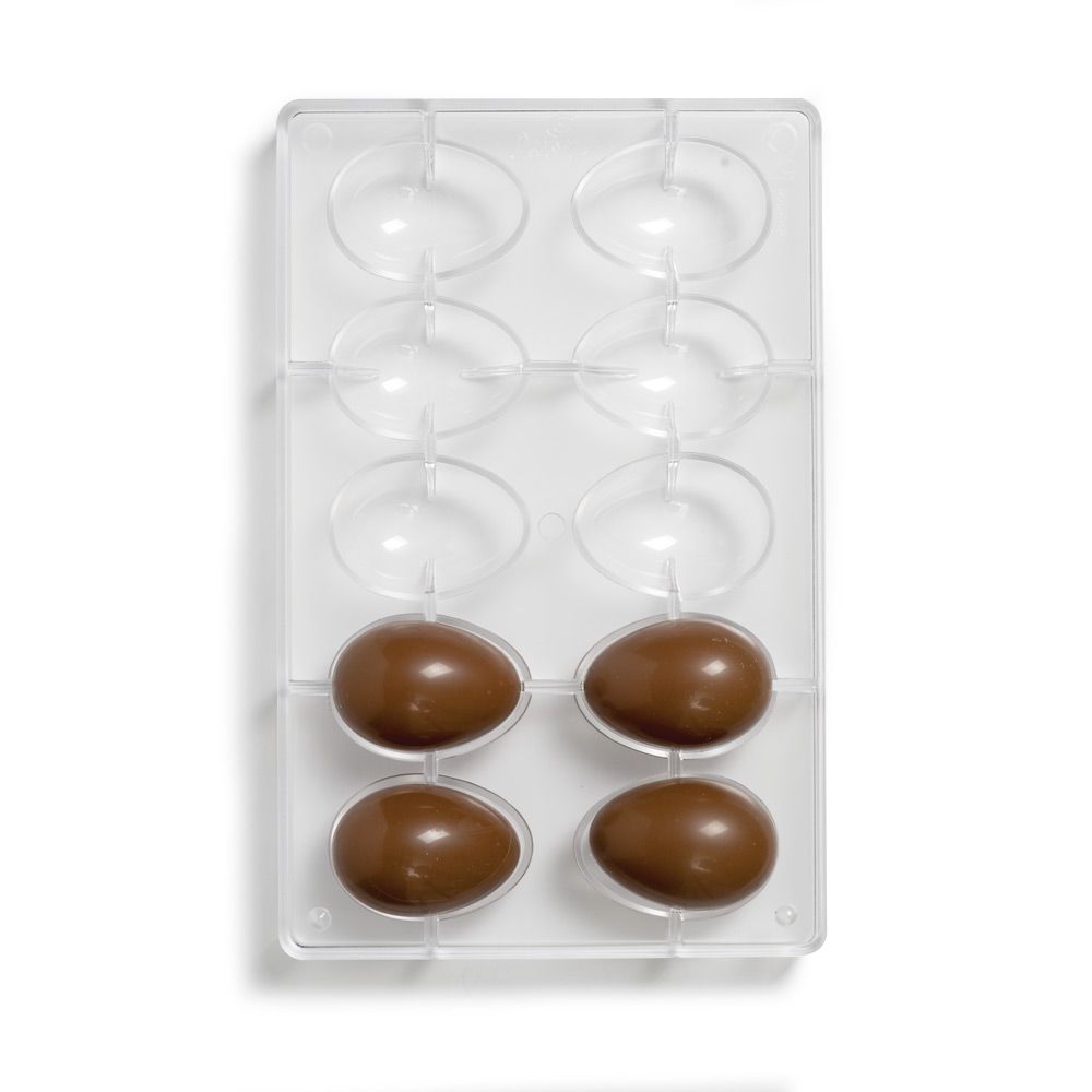 Billede af Professionel chokoladeform i polycarbonat - Chocolate egg 10 stk