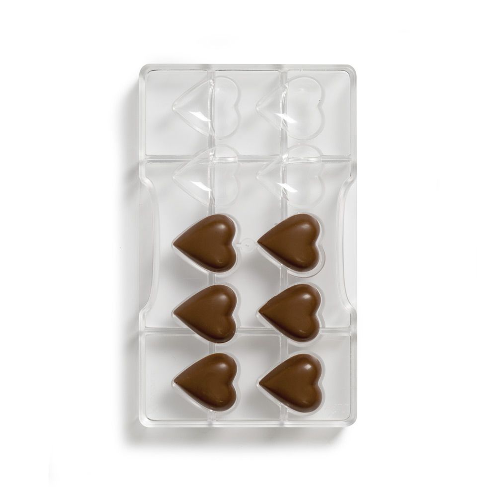 Professionel chokoladeform i polycarbonat - Heart 10 stk