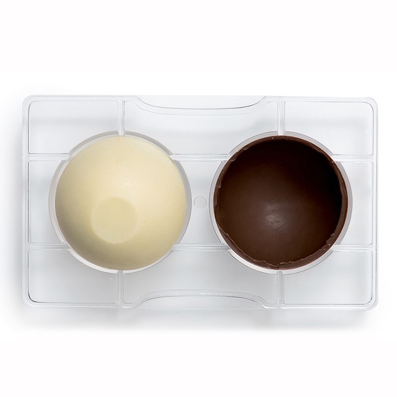 Se Professionel chokoladeform i polycarbonat - Half Large Sphere with Base Ø7,5 cm hos BageTid.dk