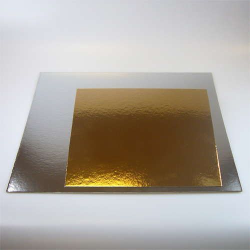 Kagepap sølv/guld kvadratisk 20,3x0,1 cm 3 stk