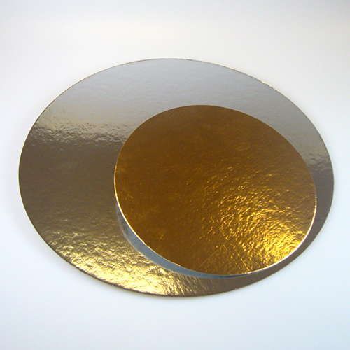 Kagepap sølv/guld rund Ø15,2 cm 0,115 cm tyk 3 stk
