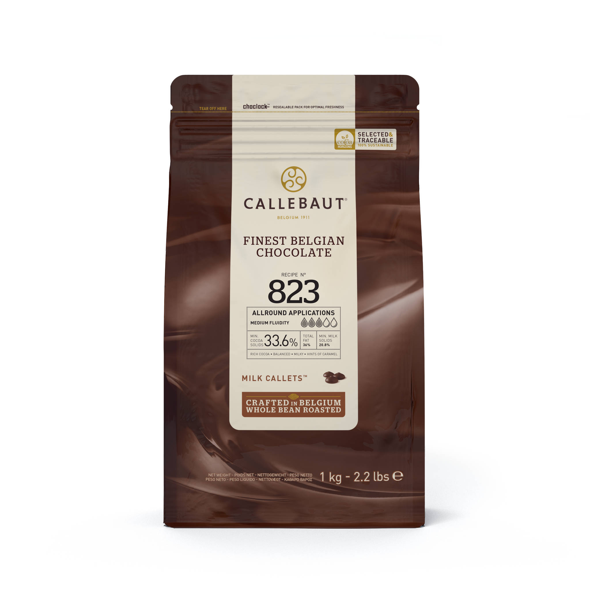 Billede af Callebaut Chokolade Callets lys 823 33,6% - 1 kg