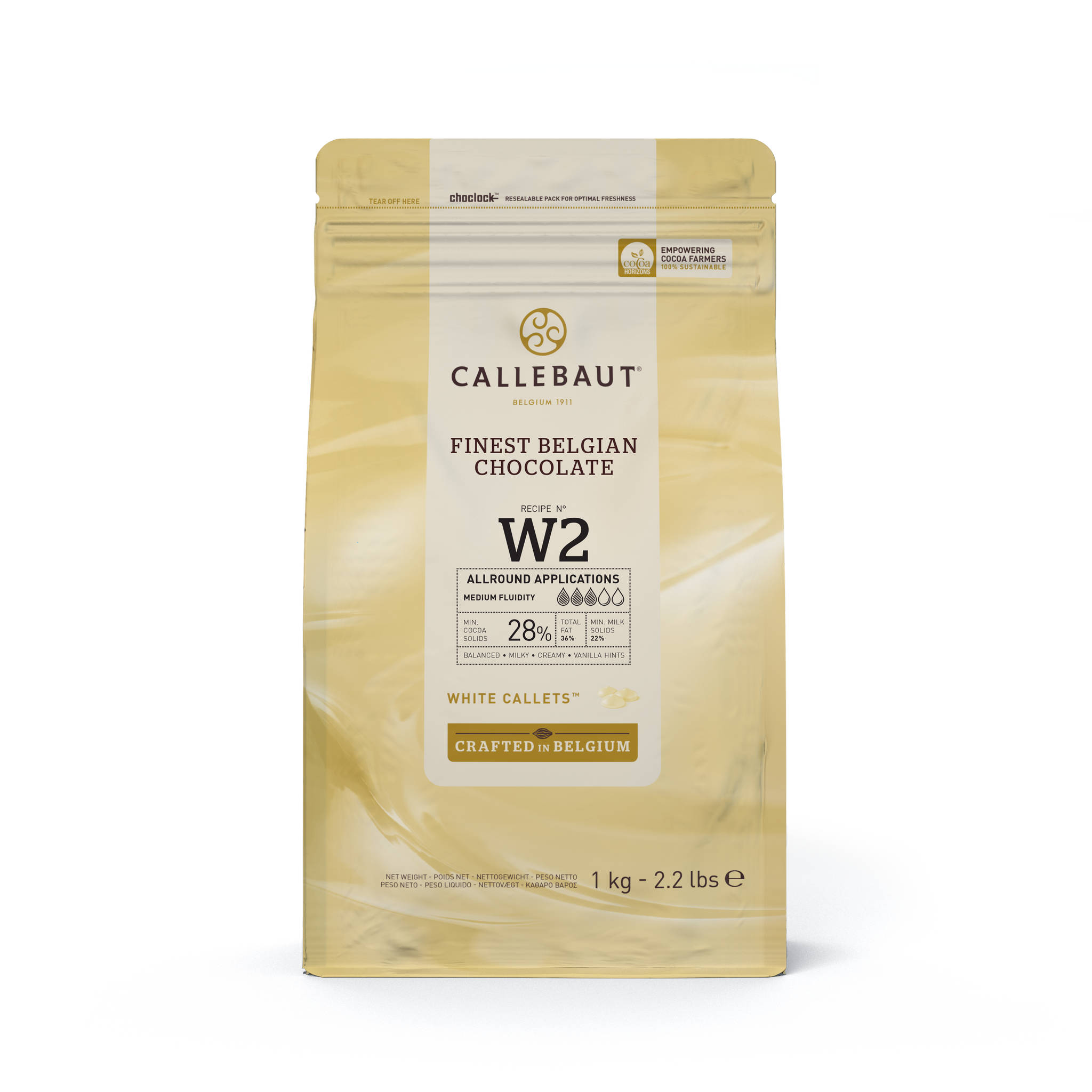 Billede af Callebaut Chokolade Callets W2 hvid 28% - 1 kg