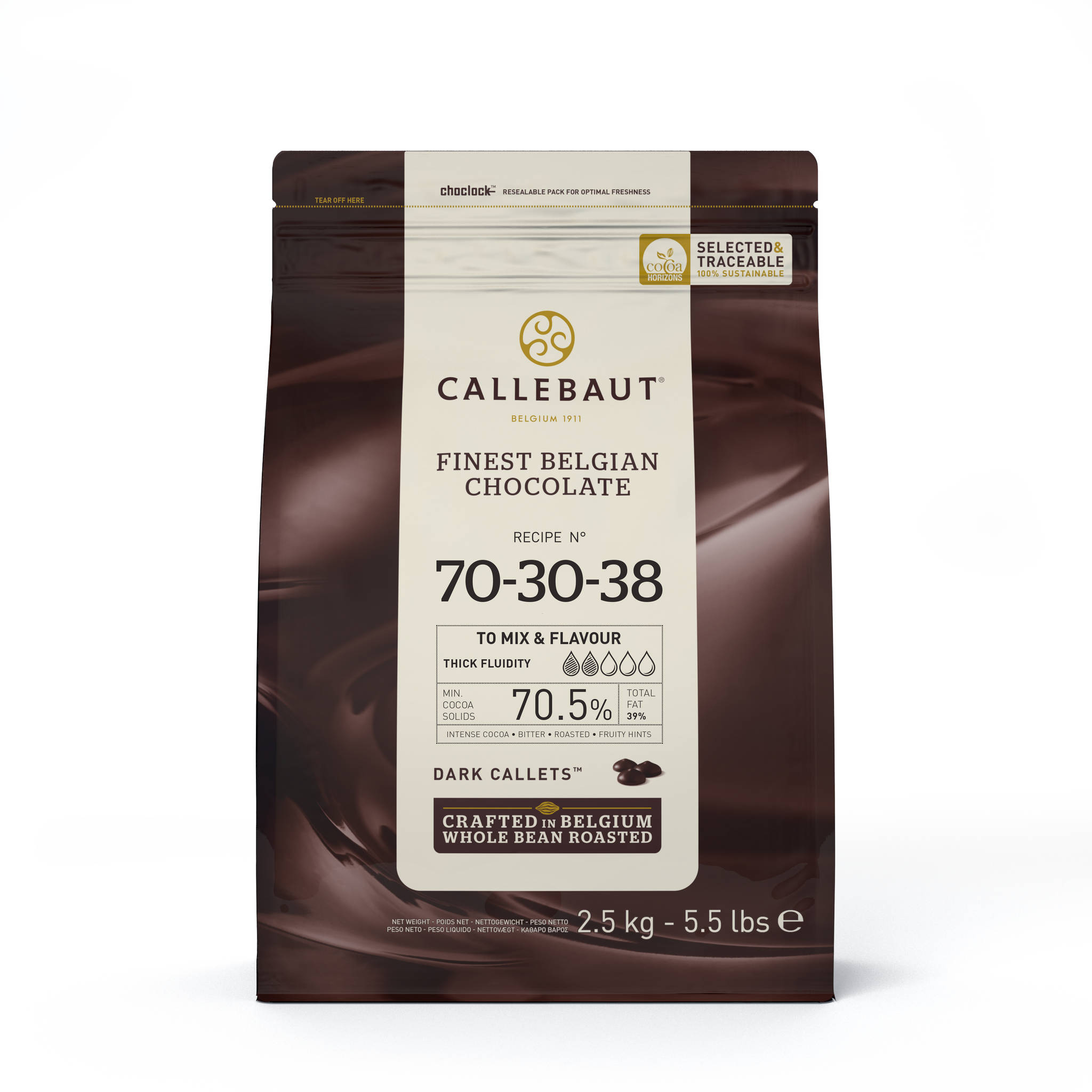 Billede af Callebaut Chokolade Callets ekstra mørk 70-30-38 - 2,5 kg