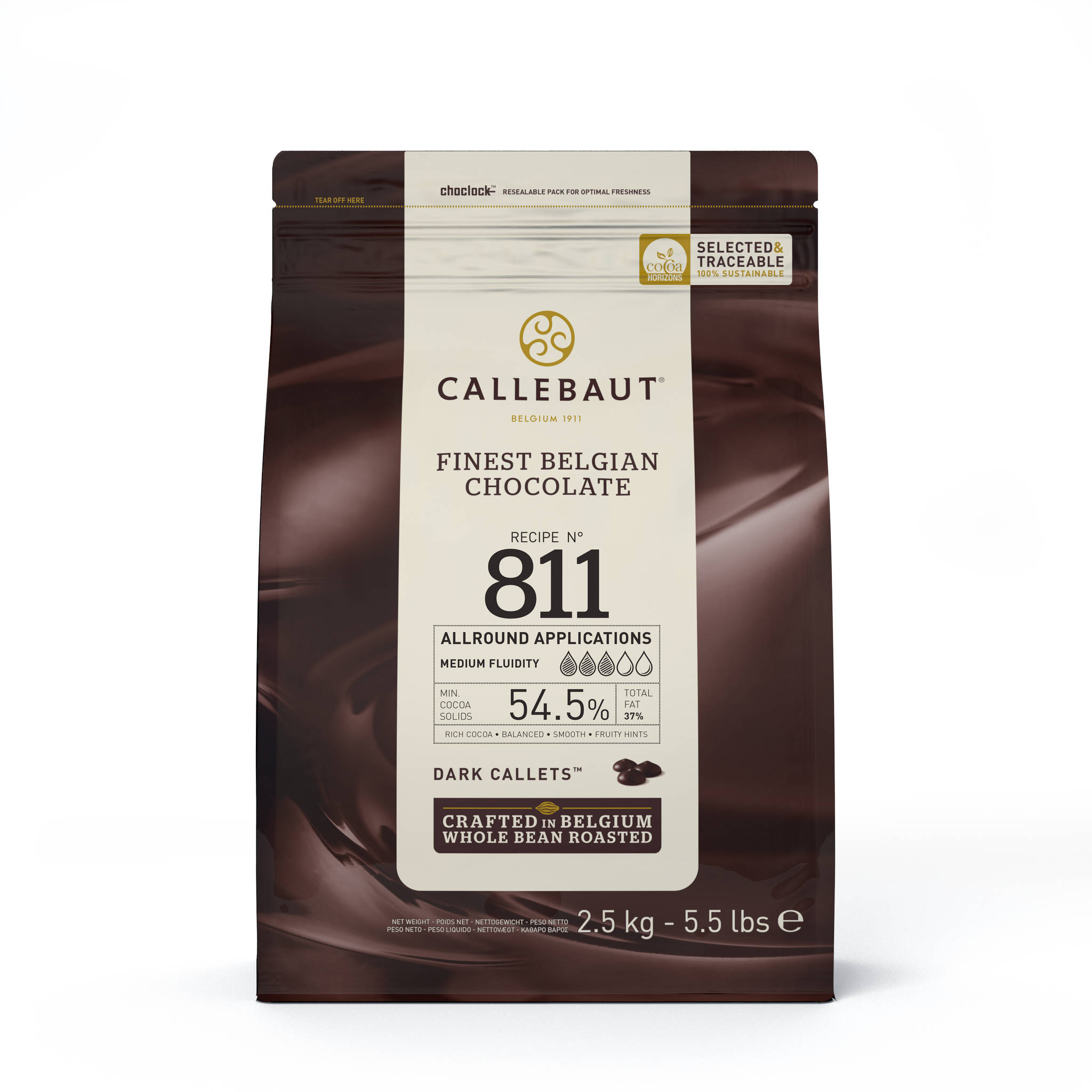 Billede af Callebaut Chokolade Callets mørk 811 54,5% - 2,5 kg