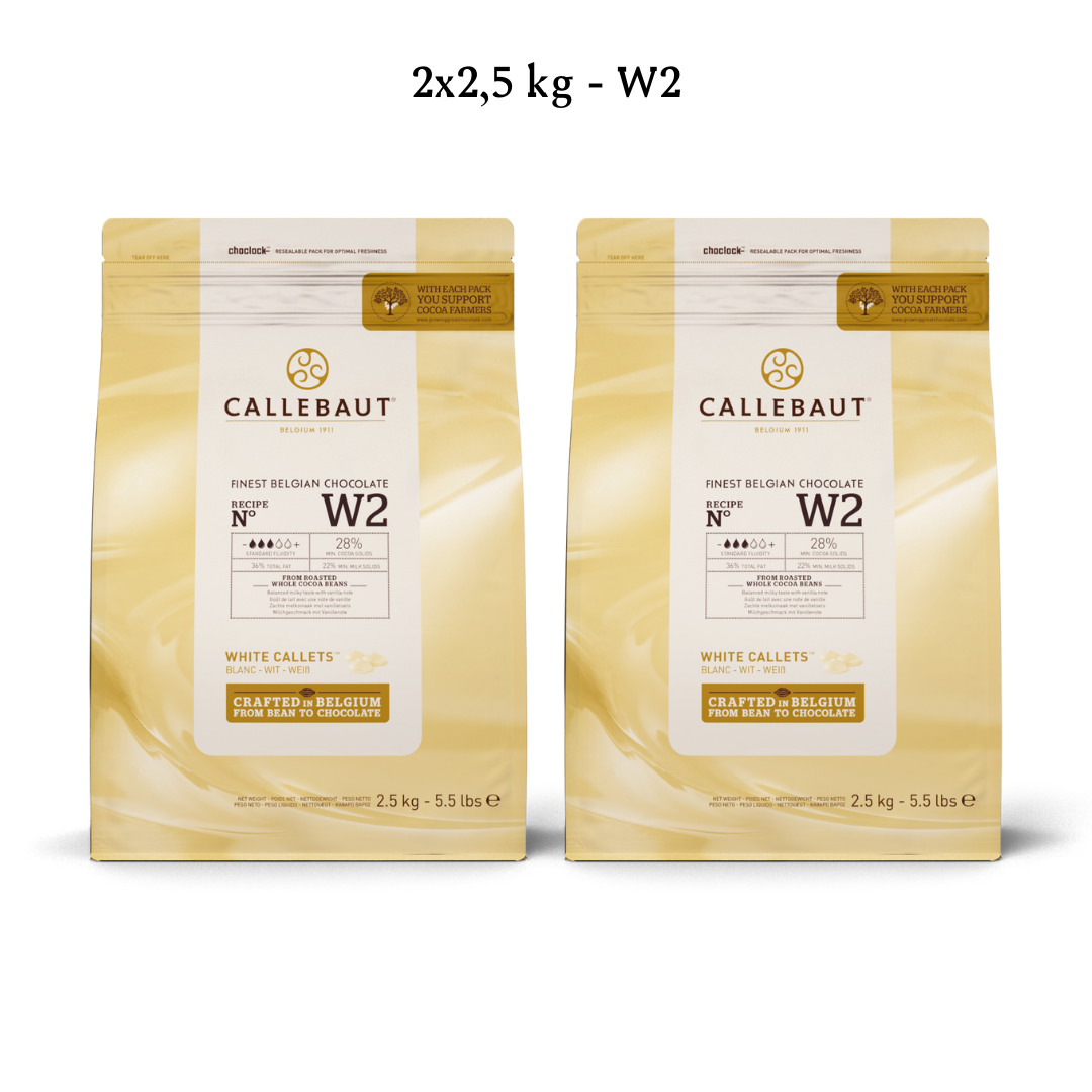 Billede af Callebaut Chokolade Callets 2x2,5 kg - W2 hvid