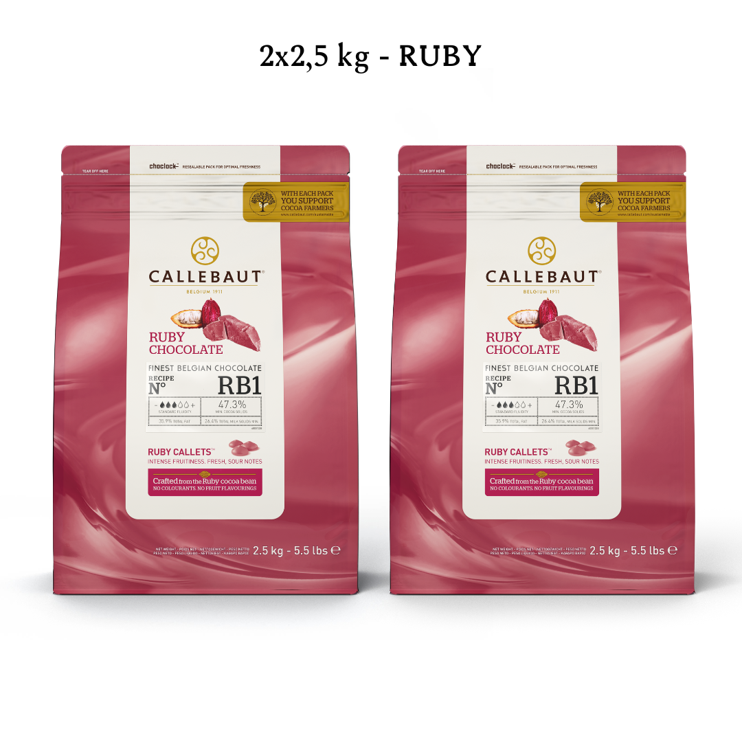 Billede af Callebaut Chokolade Callets pakke 2x2,5 kg - Ruby