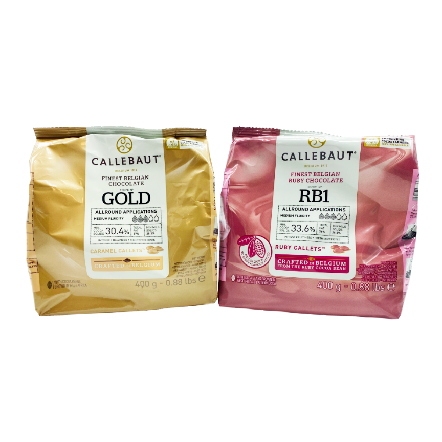 Billede af Callebaut Chokolade Callets pakke 2x400 g - Gold & Ruby