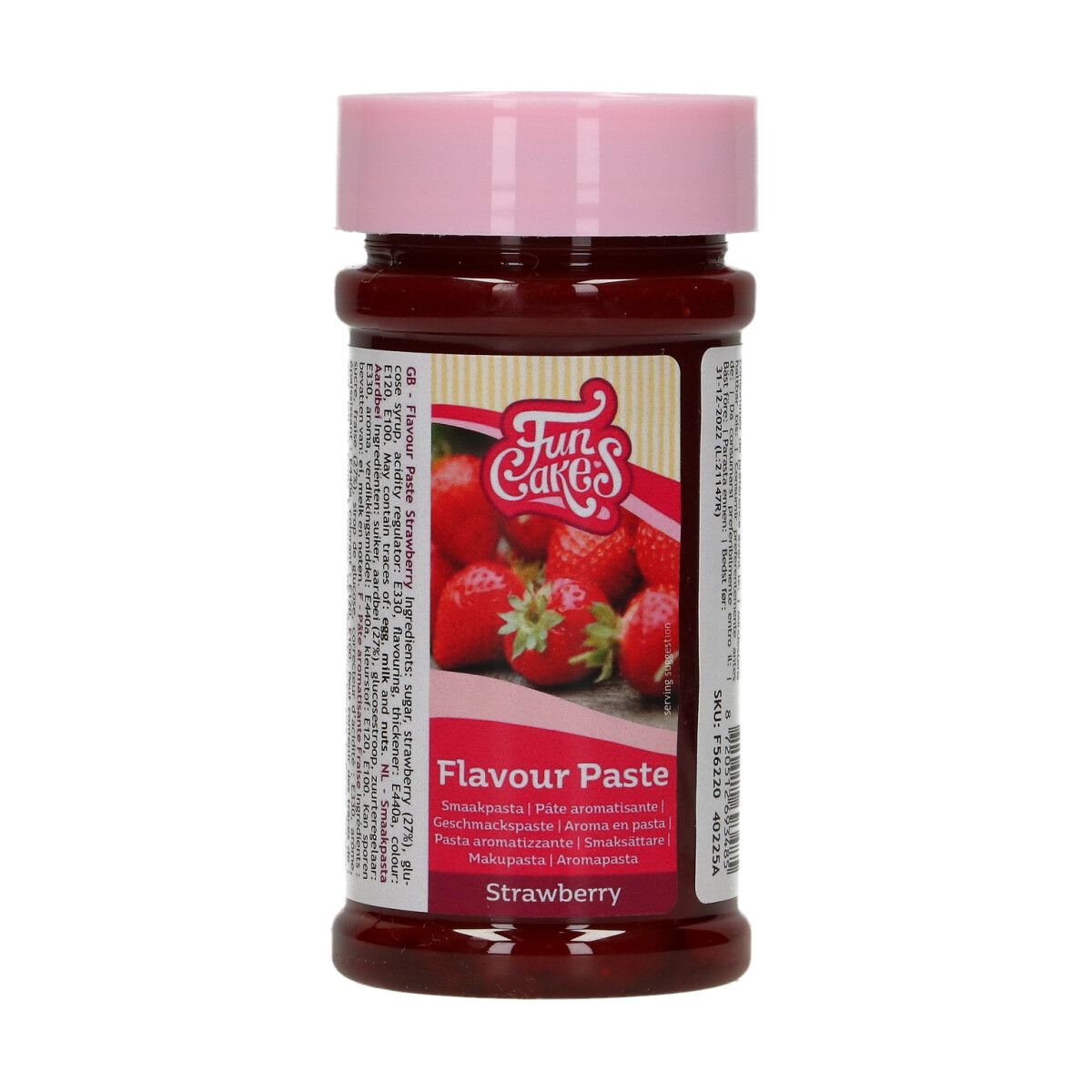 Se Aromapasta Strawberry 120 g - FunCakes hos BageTid.dk