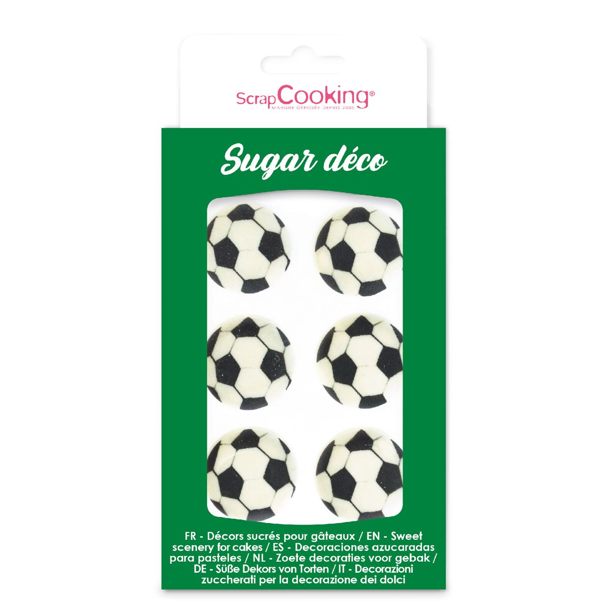 Sukkerdekoration fodbolde 6 stk