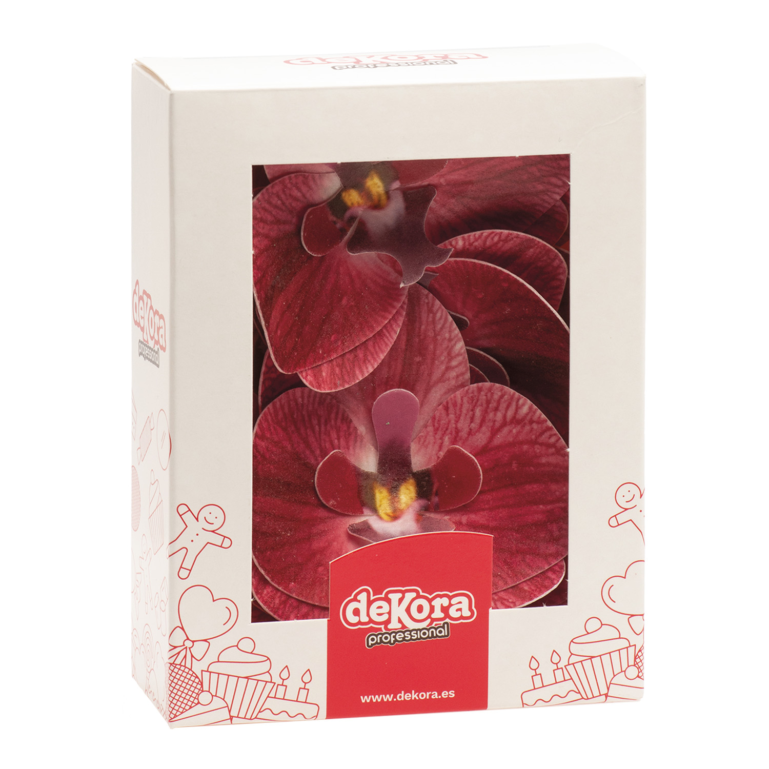 Se Spiseligt vaffelpapir bordeaux orkidéer 7,5-8,5 cm 10 stk hos BageTid.dk