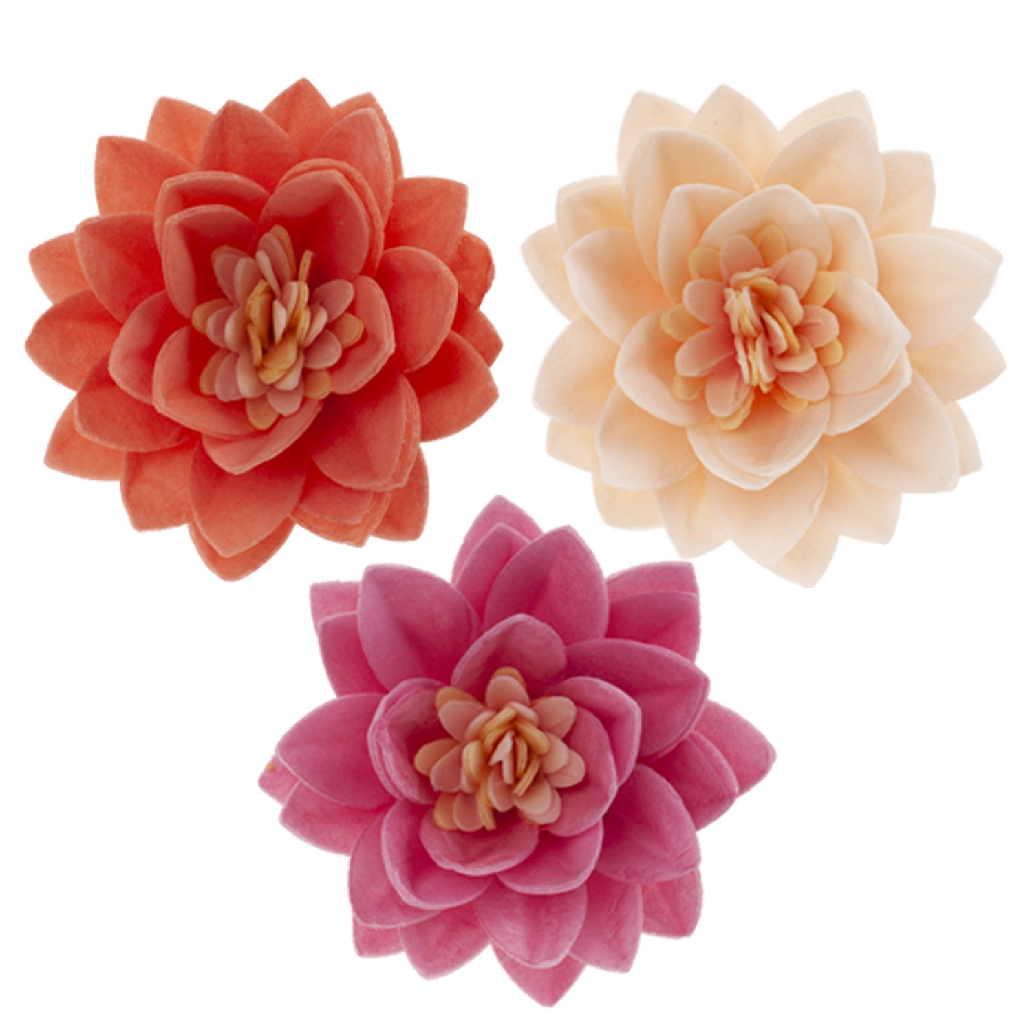 Billede af Spiseligt vaffelpapir flerfarvede lotusblomster 15 stk
