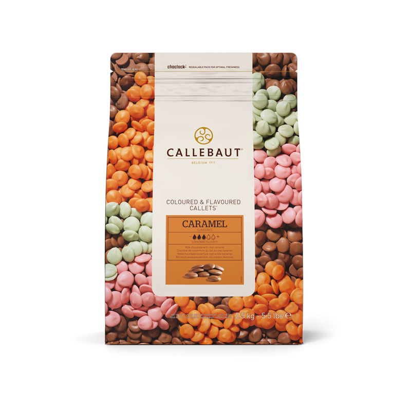 Se Callebaut Chokolade Callets Caramel 31,1% - 2,5 kg hos BageTid.dk