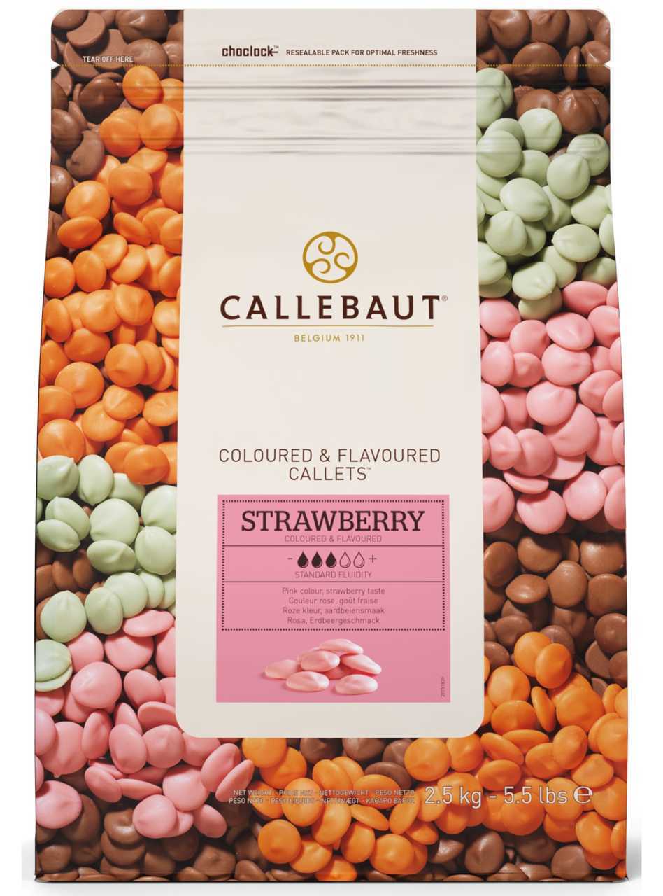 Se Callebaut Chokolade Callets Strawberry 30% - 2,5 kg hos BageTid.dk