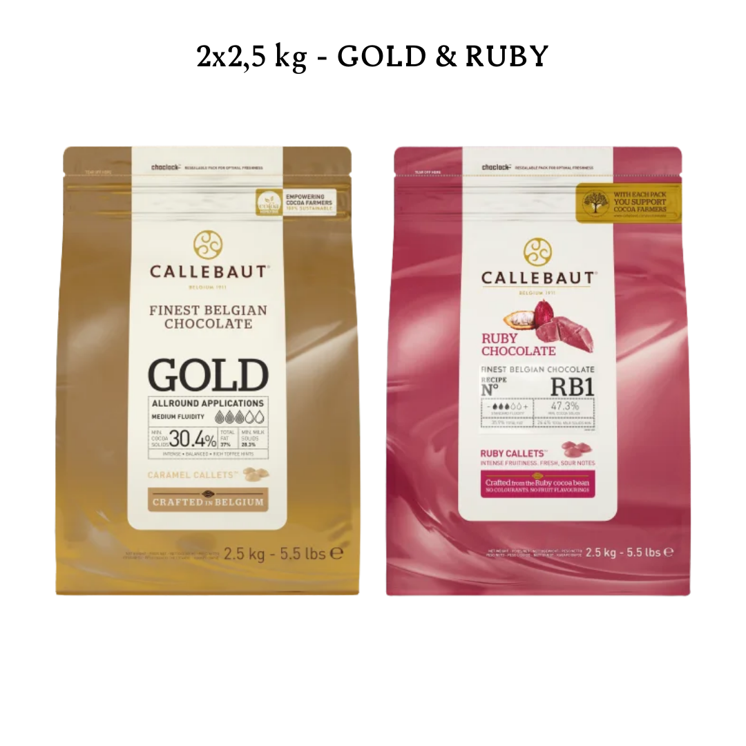 Billede af Callebaut Chokolade Callets pakke 2x2,5 kg - Gold og Ruby