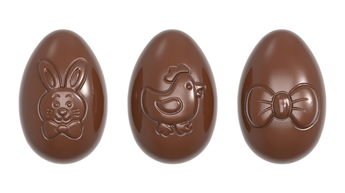 Se Professionel chokoladeform i polycarbonat - Playfull egg 3 stk. CW1664 hos BageTid.dk