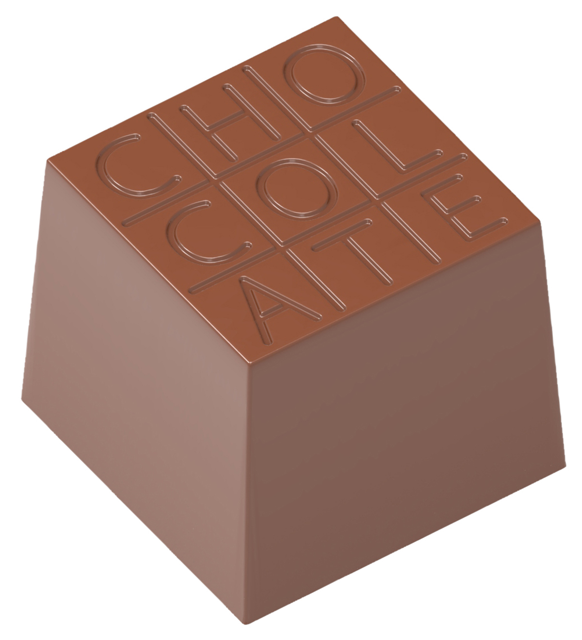 Se Professionel chokoladeform i polycarbonat - Cube "Chocolate" CW1729 hos BageTid.dk